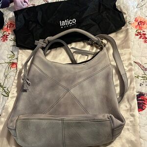 Latico Modern Gray Leather Hobo Bag